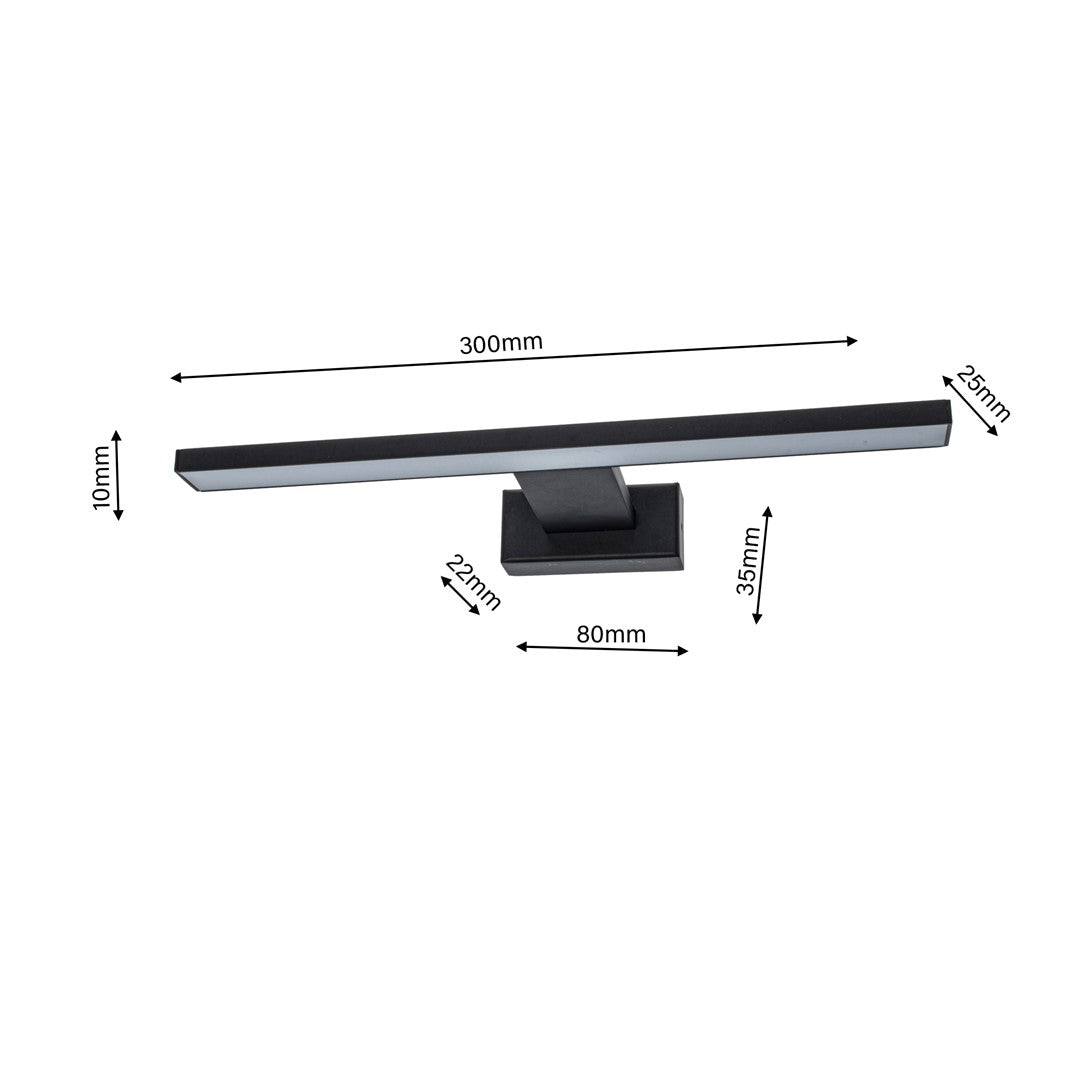 Shine Black Led 7w Wall Lamp Stylish Matt Black Light With Ip44 Rating Perfect For Mounting Abobe A Bathroom Mirror