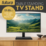 Universal Tv Stand 17 To 55 Inch Tvs, Swivel, Rotation & Height Adjustable, 20kg Load, Max Vesa 200x200mm Glass Base