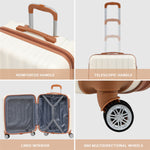 56x45x25cm Large Cabin Carry On Case - Overhead Luggage Suitcase - 4 Spinner Wheels - Abs Hard Shell Cabin Bag | Cabin | Cream