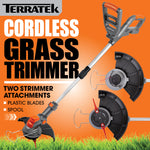 20v 2 In 1 Electric Cordless Grass Strimmer Garden Grass Cutter Trimmer Battery & Charged Included | 2 Batteries + 1 Charger | Grey