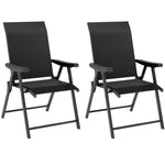 Folding Chair W/ Breathable Mesh Fabric Seat | Set of 2 | Black