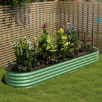 Green Raised Garden Bed Oval Galvanized Steel Planter For Backyard Gardening | Large | Light Green