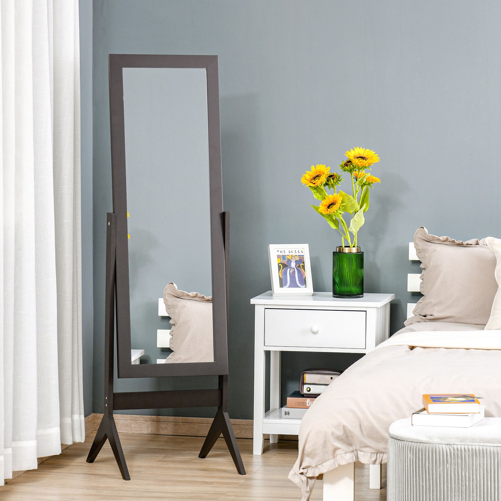 Freestanding Dressing Mirror 148x47cm Adjustable Angle | One Size | Brown