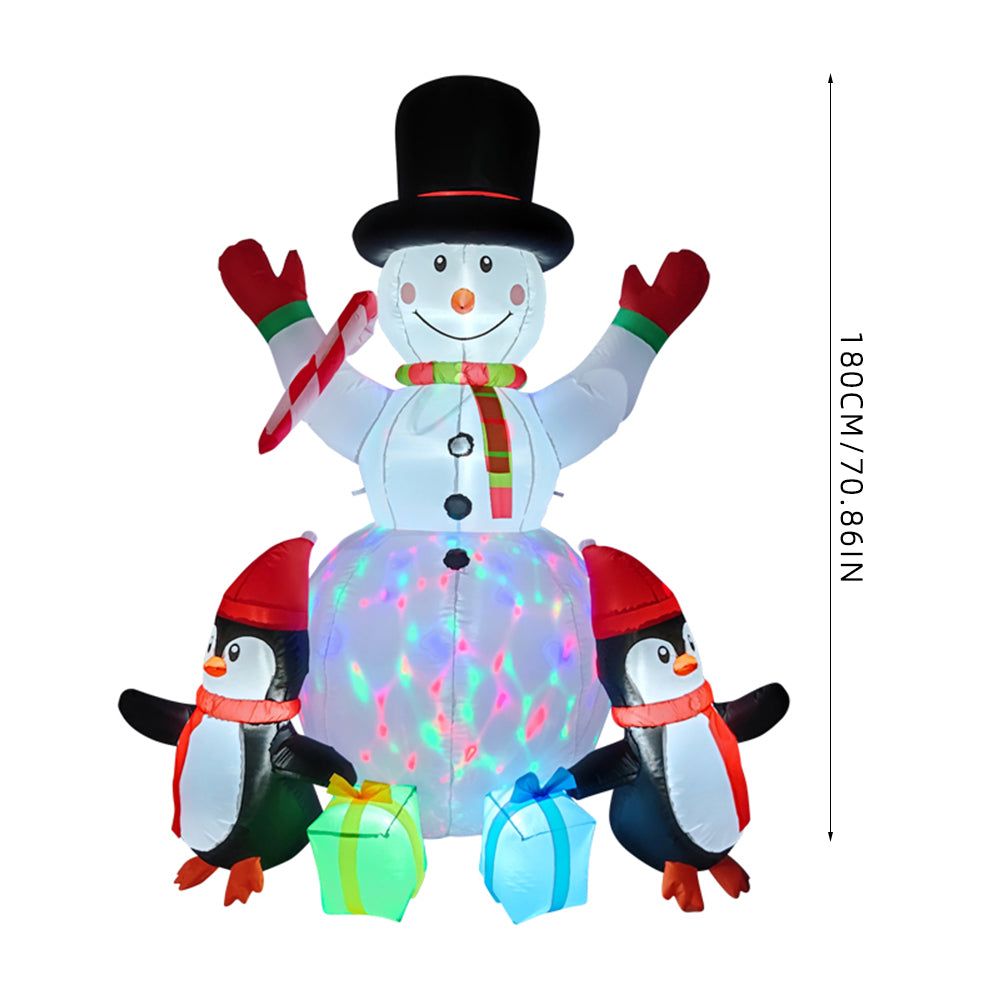 6ft Christmas Inflatable Snowman And Penguins Decorations With Led Lights