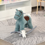 Kids Plush Ride-on Rocking Horse With Plush Toy Sound Handle Grip | Blue