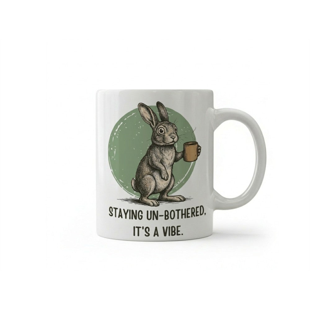 Staying Un-bothered It’s A Vibe Funny Rabbit Quote Ceramic Mug