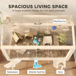 Wooden Hamster Cage, Gerbils Cage With Openable Top And Seesaws