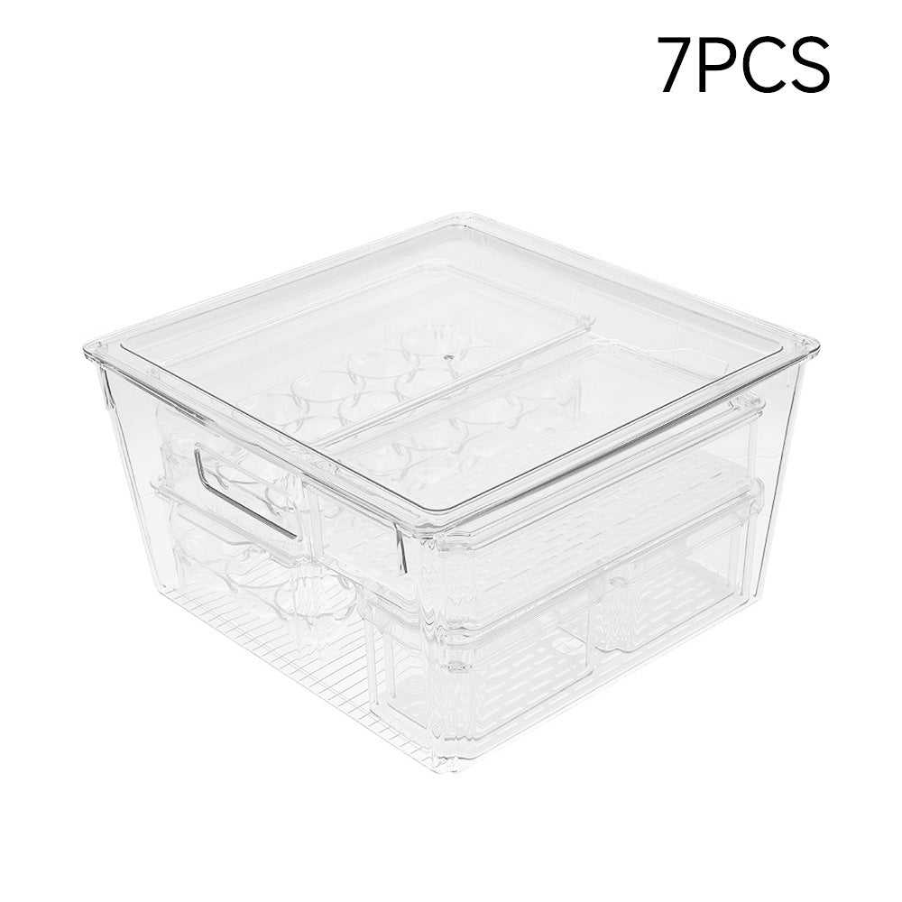 Stackable Clear Fridge Organisers Storage Boxes | Set-of-7
