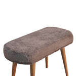 Solid Wood Mocha Faux Fur Fabric Bench
