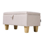 Modern Linen Upholstered Storage Bench | Pink