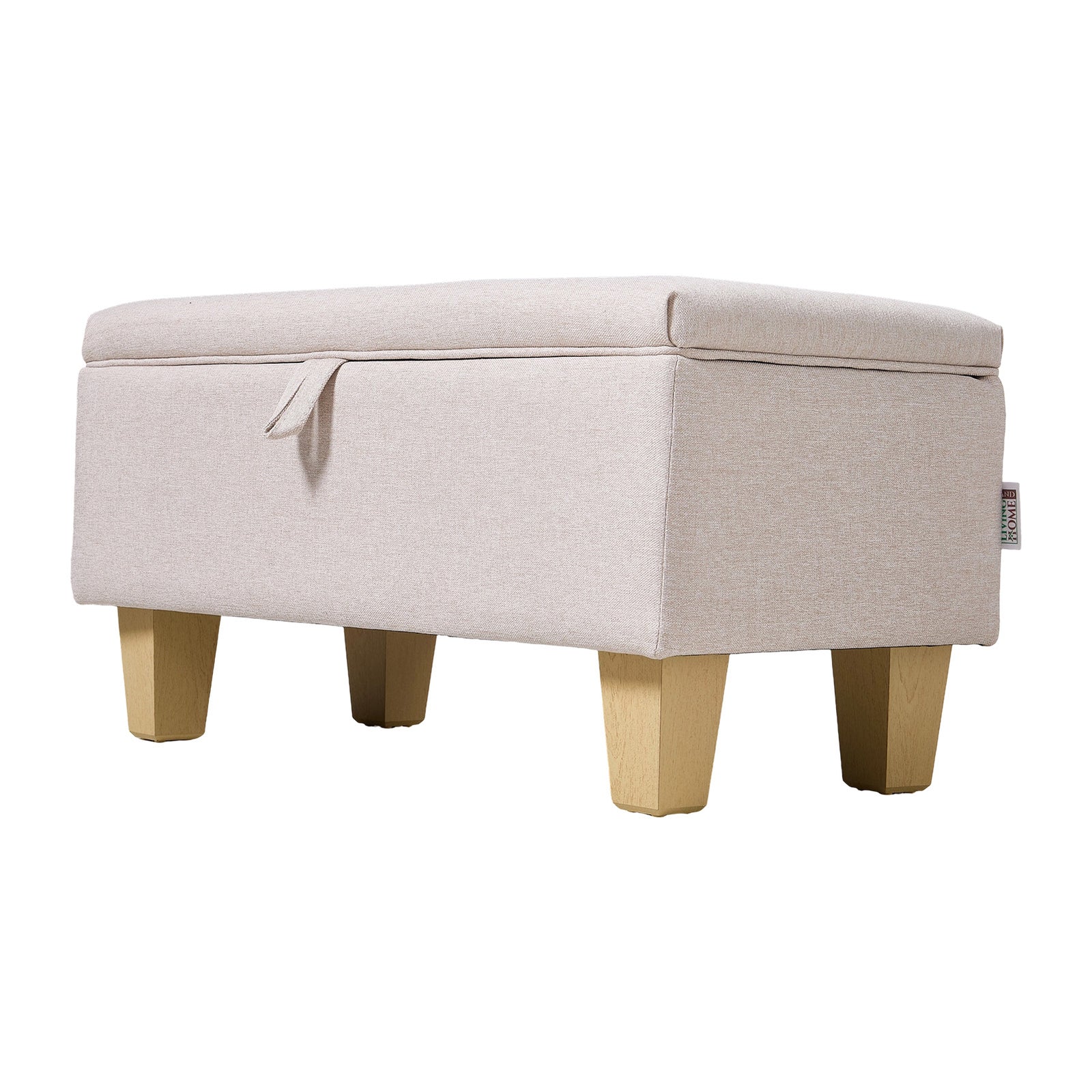 Modern Linen Upholstered Storage Bench | Pink