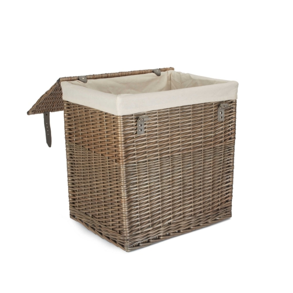 White Cotton Lined Boutique Antique Wash Laundry Baskets | Large