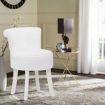 Modern Plush Upholstered Dressing Table Chair With White Legs