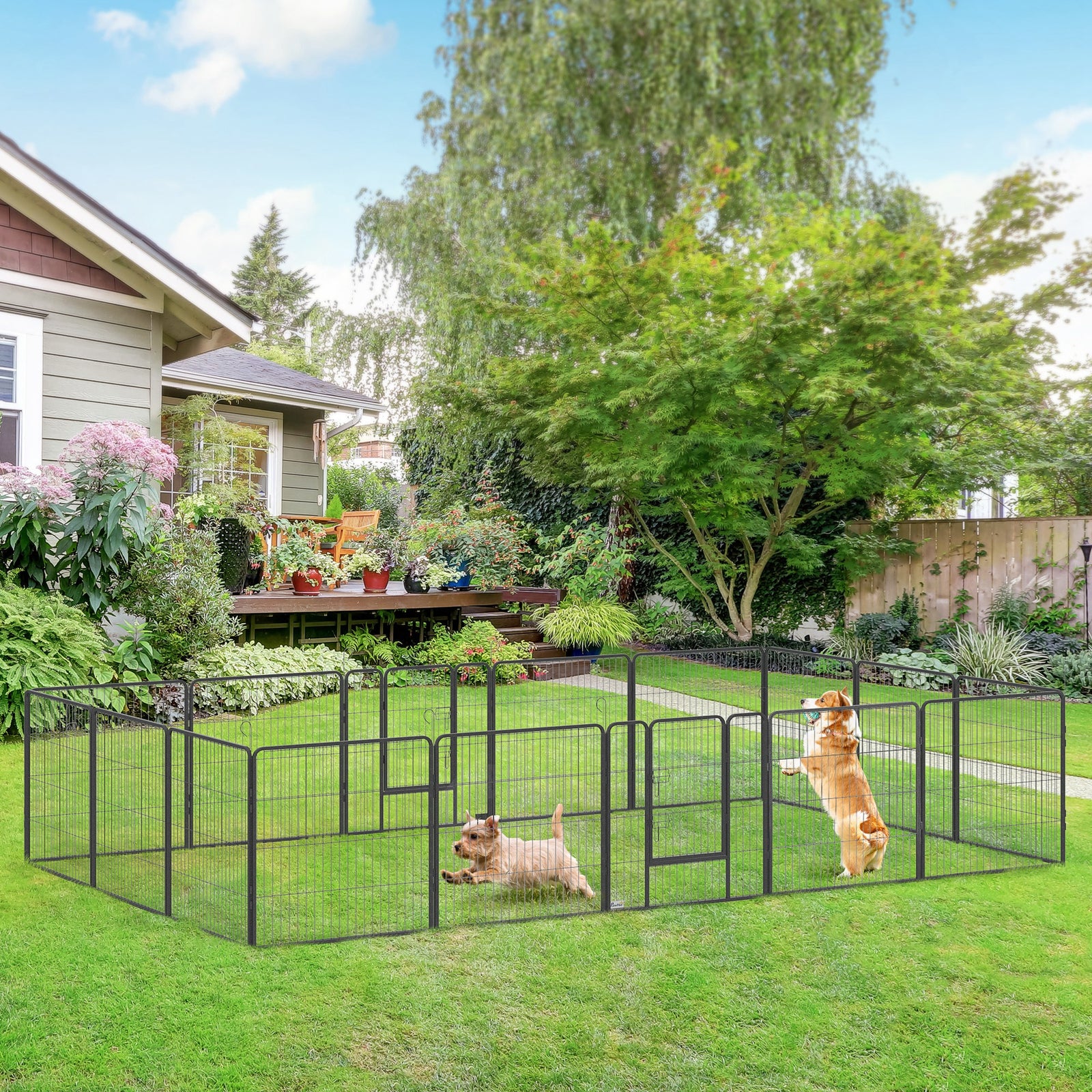 16 Panels Heavy Duty Puppy Play Pen For Small, Medium Dogs 80hcm