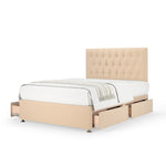 Plush Velvet 4 Drawer Divan Base And Button Headboard | Double | Natural