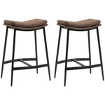 Upholstered Barstools Curved Seat Set Of 2 | Brown
