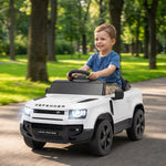 Land Rover Defender Licensed 12v Kids Ride On Car W/ Remote | White