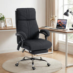 Vibration Massage Office Chair With Heat, Footrest | Black