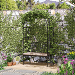 Garden Arbor Arch Metal Bench Padded