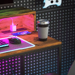 Computer Desk With Led Lights, Study Table With Shelf