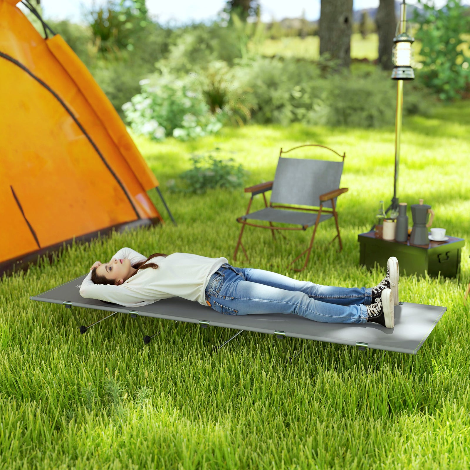 Lightweight Camping Cot Portable Compact Sleeping Bed | Dark Gray