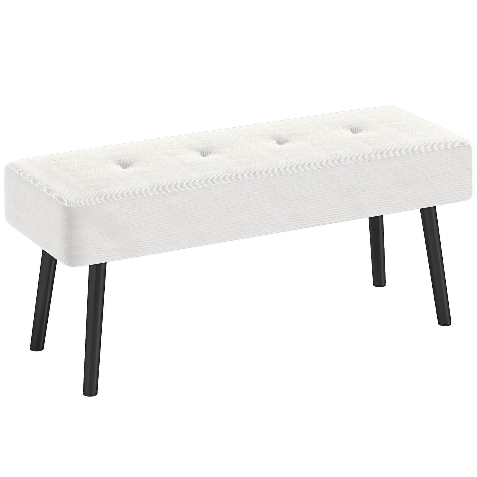 End Of Bed Bench With Thick Padding, Steel Legs For Entryway | One Size | Cream