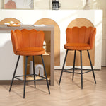 Barstool With Petal Backrest For Kitchen Island | Set of 2 | Orange