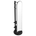 360° Rotating Full-length Mirror With Coat Rack,standing Arched Mirror With Shelves | Black
