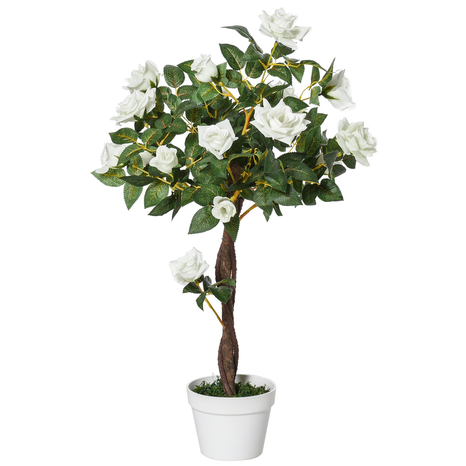 90cm Artificial Rose Tree Fake Decorative Plant | Set of 1 | White