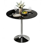 Round Bar Table, Dining Table With Tempered Glass Top And Steel Frame | L | Black