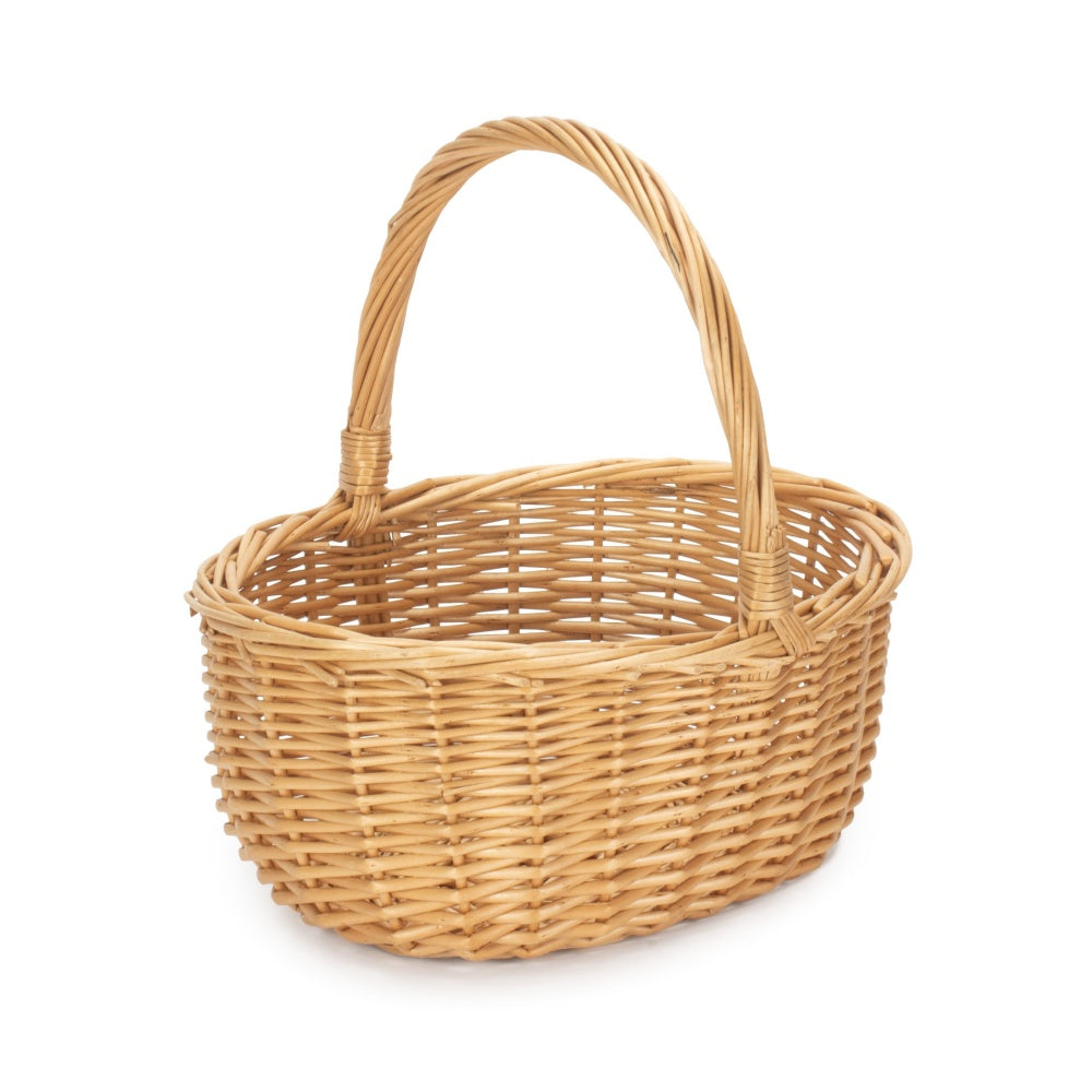 Wicker Shopping Basket Buff Willow Oval Shopper | Brown