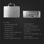 Dawn Till Dusk Make Up Large Storage 54 Piece Vanity Case Set | 54Piece | Silver