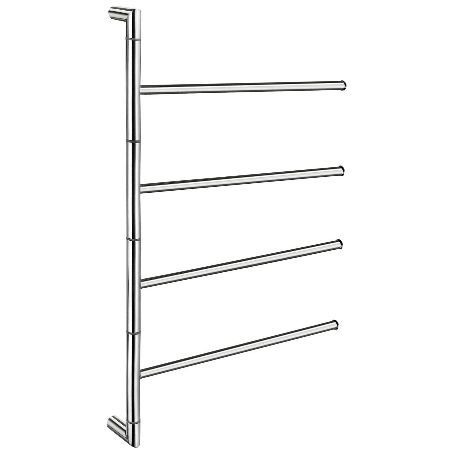 Stainless Steel Wall Mounted Four Swivel Arm Rail Towel Bar | Polished Stainless Steel