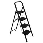4 Step Ladder Heavy-duty Steel Folding Step Stool 150kg Capacity | Black