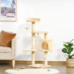 Cat Tree Activity Centre Scratching Post With Toys 4-tier Beige 114cm
