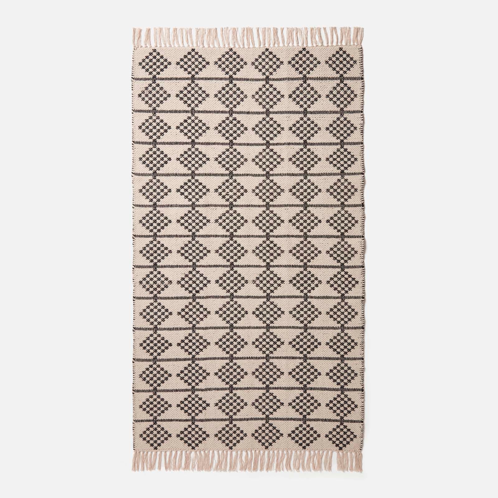 Adana Handwoven Monochrome Cotton Textured Rug | 120cm x 180cm | Natural