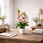 90cm Artificial Lily Stargazer Style Lillies Plant Large Flowers Pink