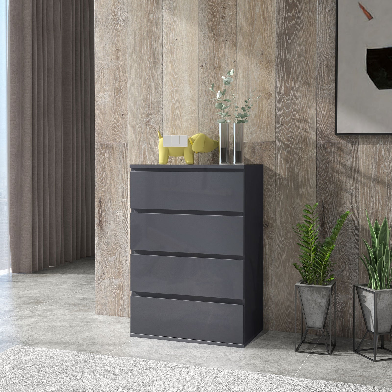 4/5 Drawer Bedroom Chest Of Drawers High Gloss | Medium