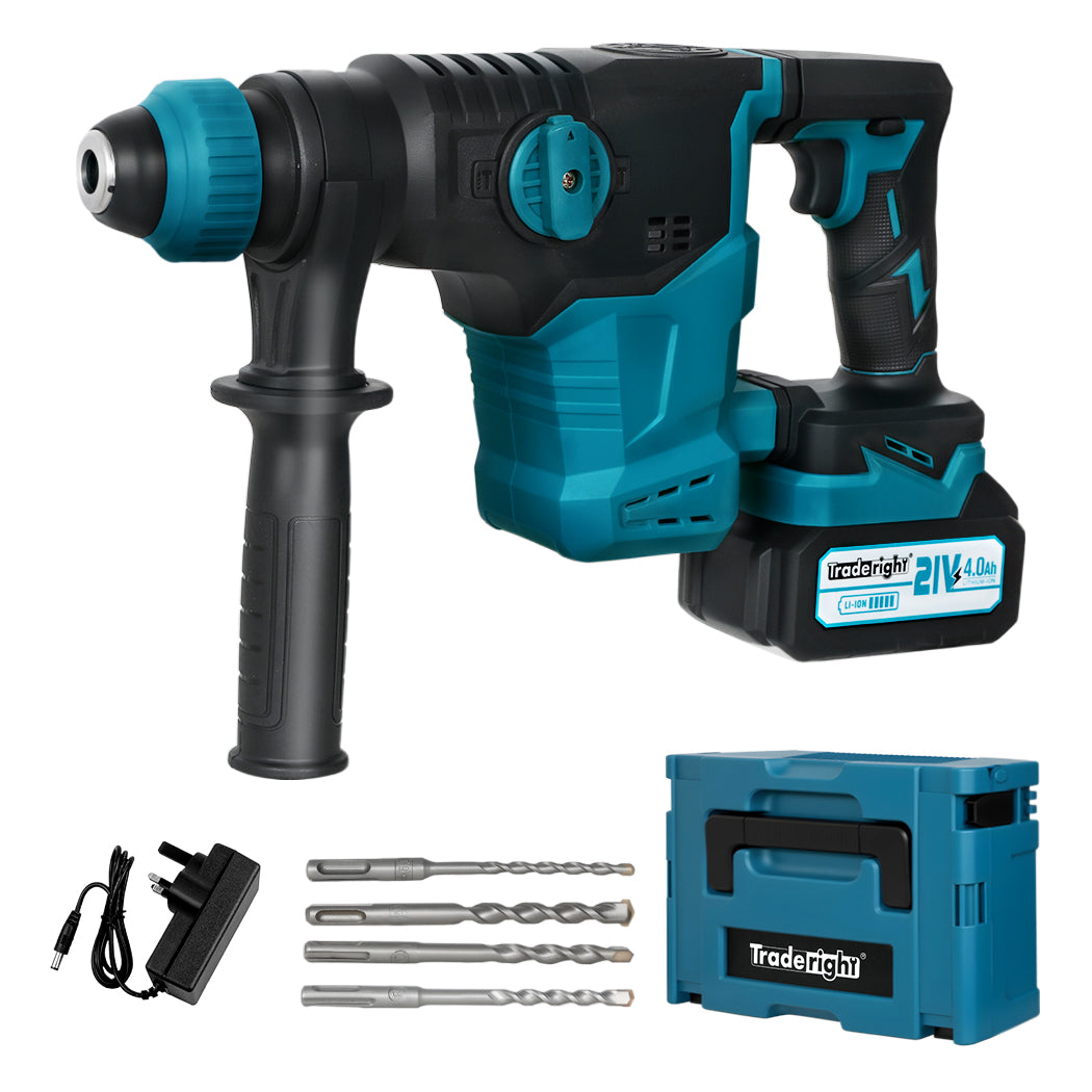 21v Cordless Rotary Hammer Drill Sds Plus Concrete Impact Drill Tool | Blue