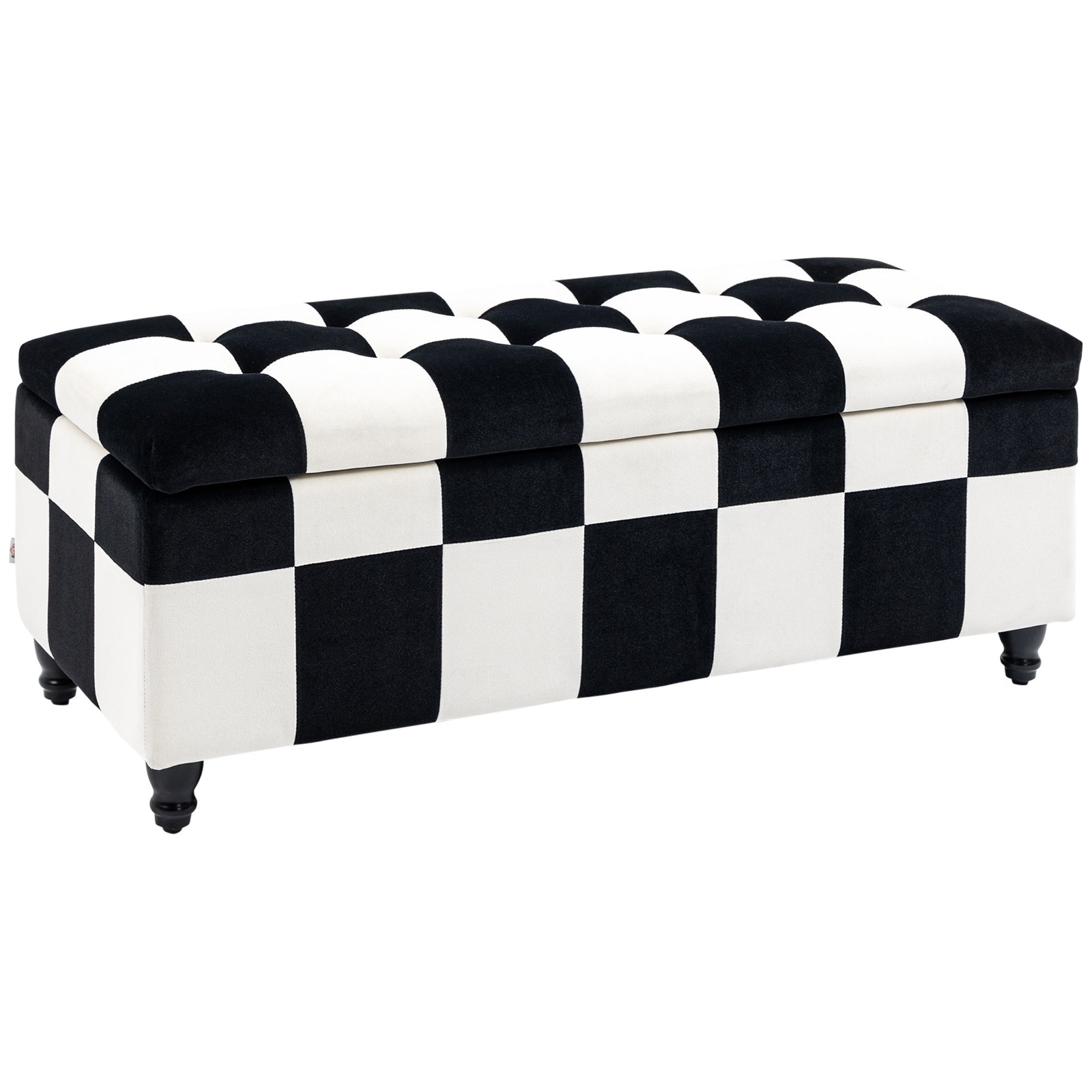 Velvet Storage Ottoman, Button-tufted, Footstool | White