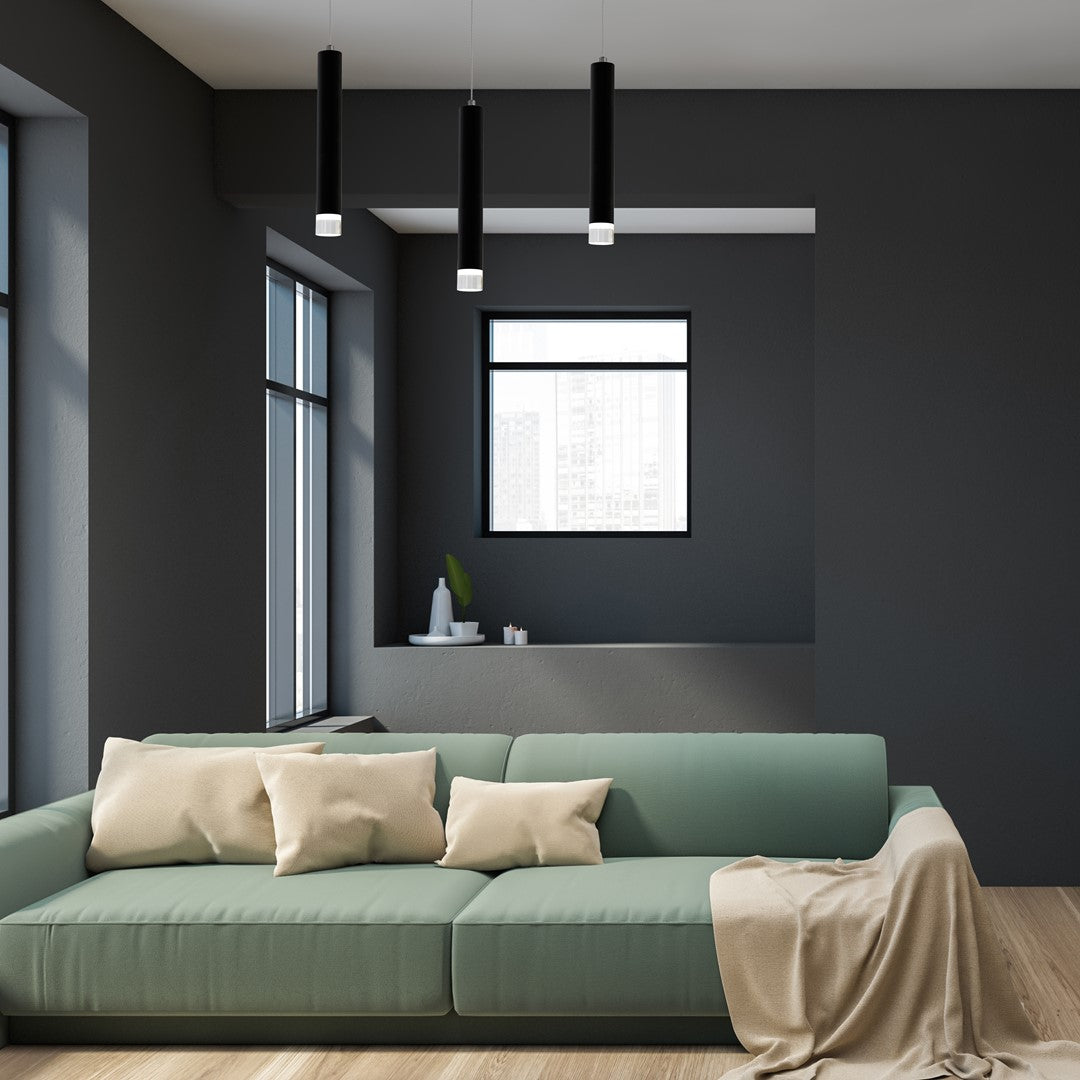 Carbon Black Led Pendant Lamp 3x5w Eye Catching Contemporary Cylindrical Lights With Built In Low Consumption Light Source