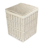 White Oatmeal Cotton Lined Square White Wash Laundry Basket | Large | White