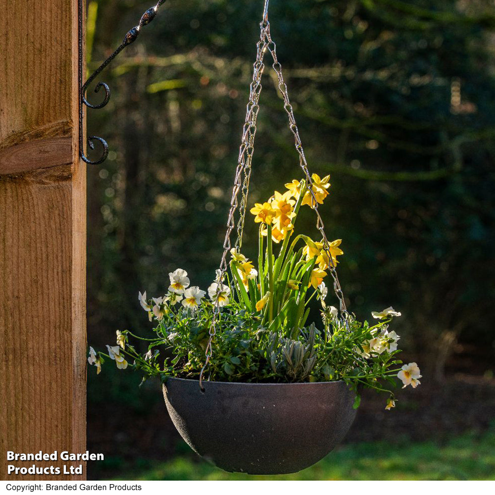 Stone Effect 25cm Hanging Basket Marble Charcoal | Set of 1 | Charcoal Grey