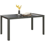 Outdoor Dining Table With Glass Top, Aluminum Frame, Grey