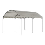 10x13ft Outdoor Gazebo With Arched Roof Black Steel Frame & Beige Canopy, Sun Shelter For Garden, Patio Or Backyard
