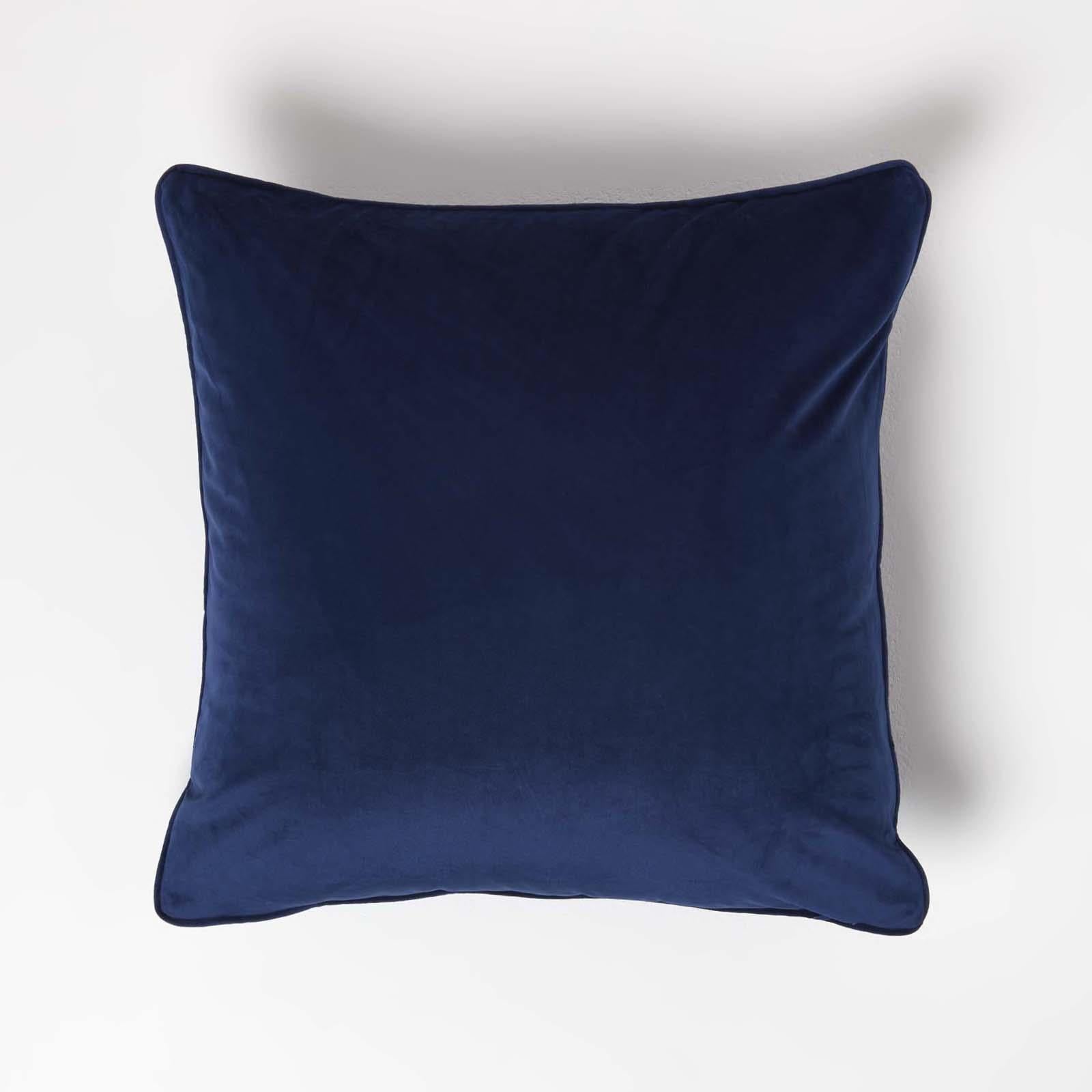 Filled Velvet Cushion With Piped Edge 46 X 46 Cm | 45cm x 45cm | Navy Blue