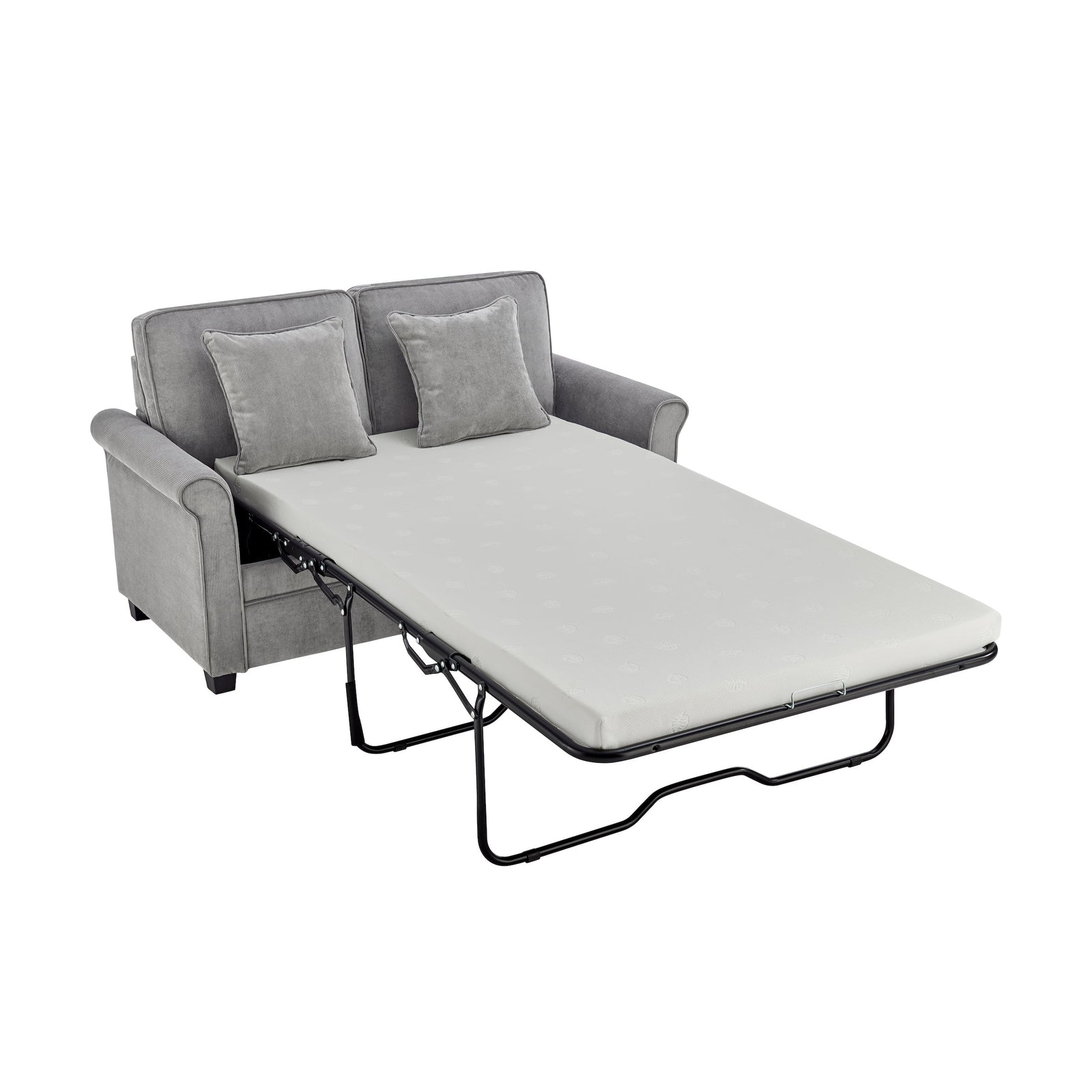 Corduroy Fold Out Mattress Sofa Bed - 2 Seater | Grey