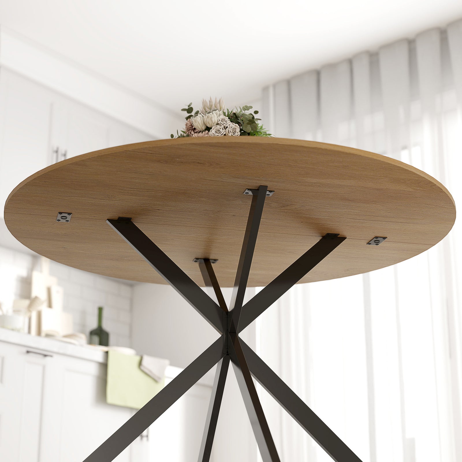 HOMCOM 120 Cm Dining Table For 4, Industrial Kitchen Table With Steel Legs
