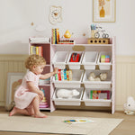 Toy Storage Unit With 8 Removable Bins, Storage Shelves, Cabinet | Pink
