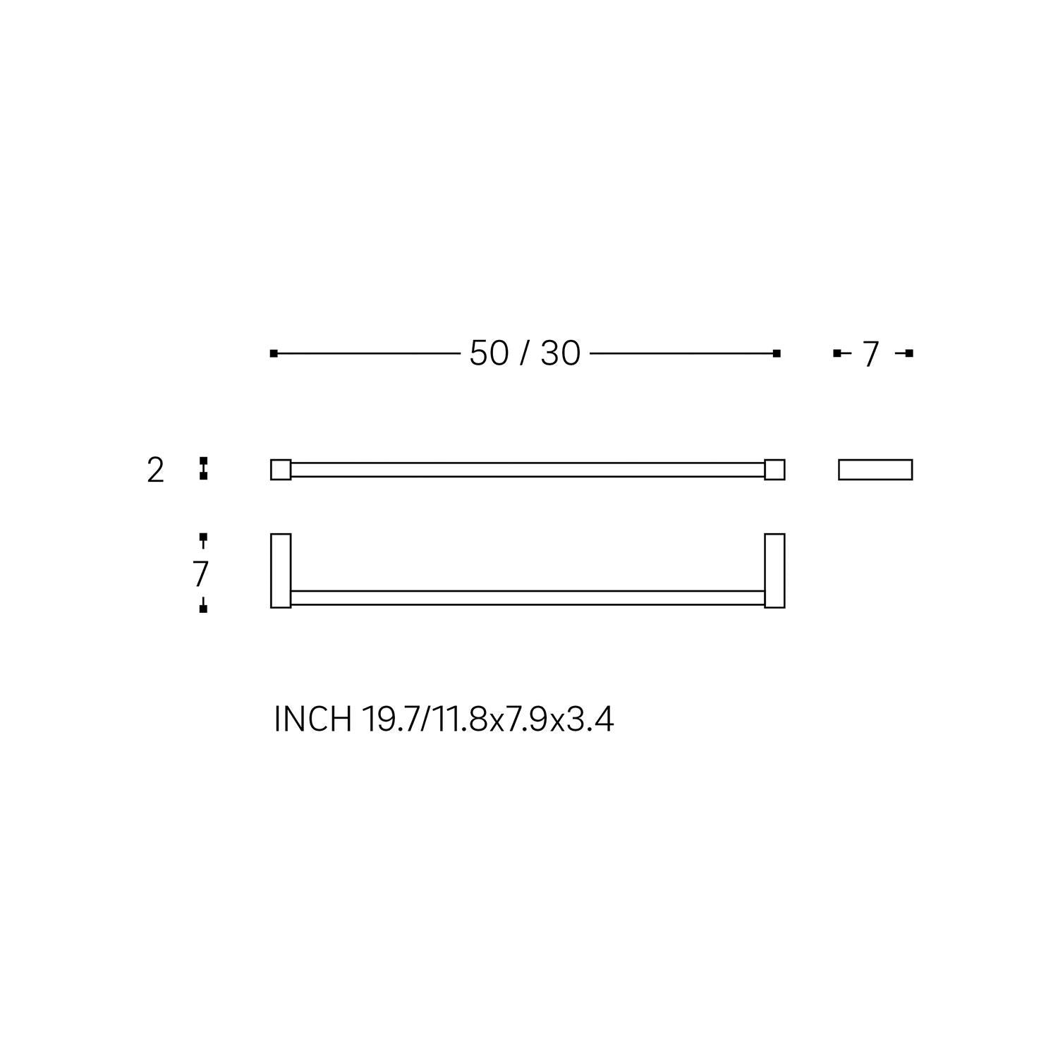 Towel Rail, Silver Gloss, Wall-mounted, 30 Cm. Collection Metric